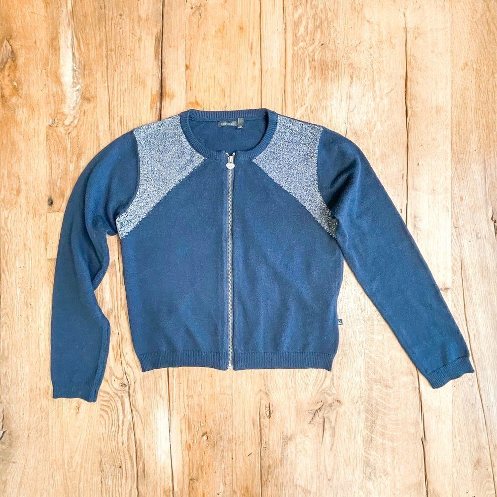 Ikks Girls Zip Up Sparkle Cardigan, Size 10